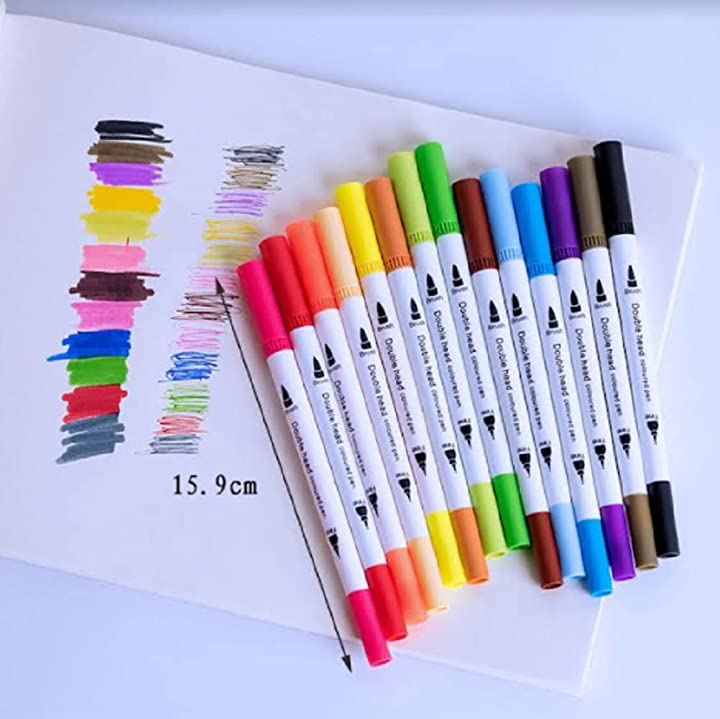 カラーペンセット 12色 水性マーカー 水性ペン 鮮やか 細字 太字