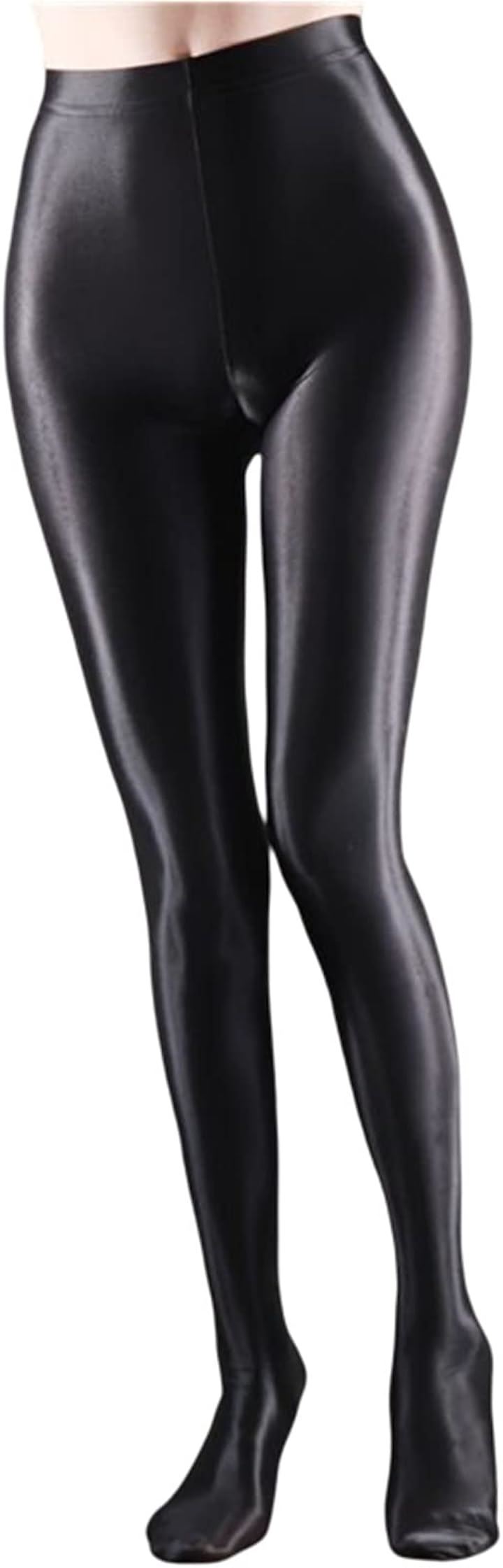 光沢 美脚 タイツ コスプレ ストッキング スパッツ 衣装 つるつる 伸縮 e828( ブラック, XL)