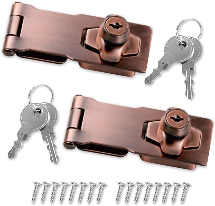後付け 鍵 掛金錠 2個セット 引き出し鍵 アンティーク 真鍮 家具 鍵つき クローゼット 扉 ロック 金具 補助錠