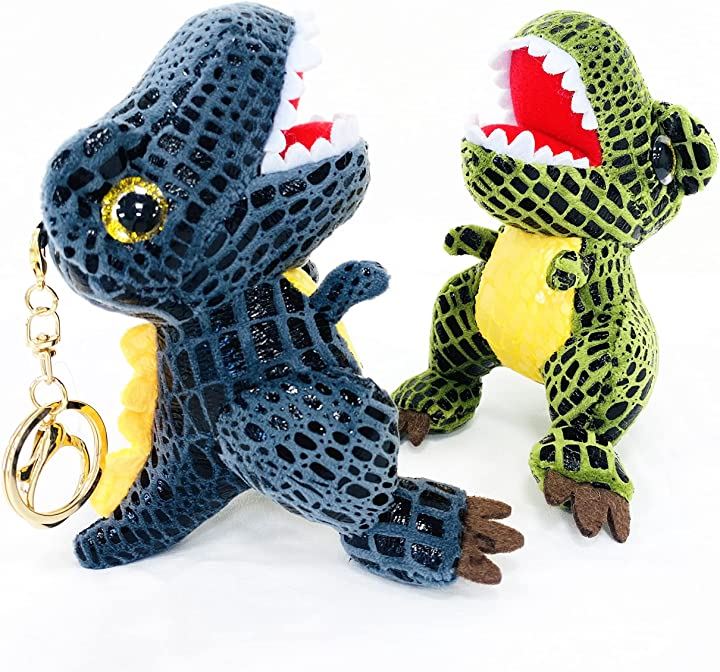 キーホルダー ぬいぐるみ 恐竜 マスコット 人形 セット おもちゃ おもちゃ・玩具・ホビー(グレー＆グリーン)