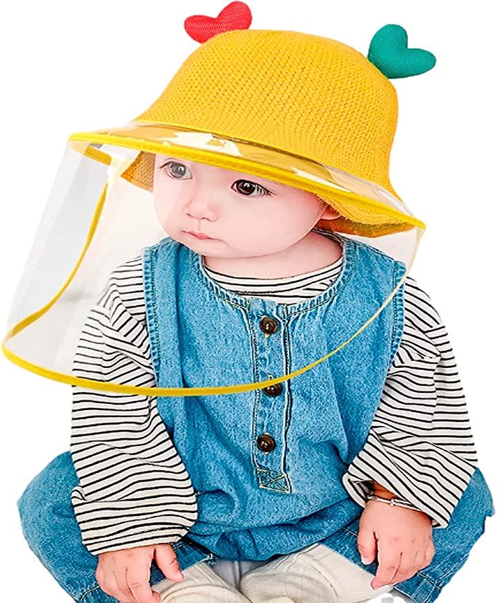 ミャオッティ ベビーニット帽子 赤ちゃん 外出用 フェイスガード付き 新生児( イエロー, 6-3 Years)
