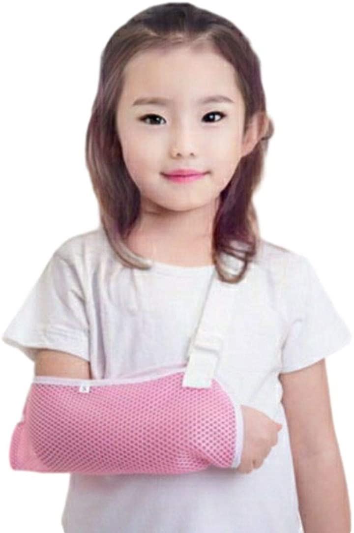 子供用 腕つりサポーター アームホルダー サイズ調整ベルト付き ギブスカバー( ピンク, Sサイズ (x 1))