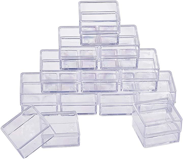 16個セット プラスチック小分けケース 透明 アクセサリーケース( 立方体-3ｘ3ｘ2.2cm, 立方体)
