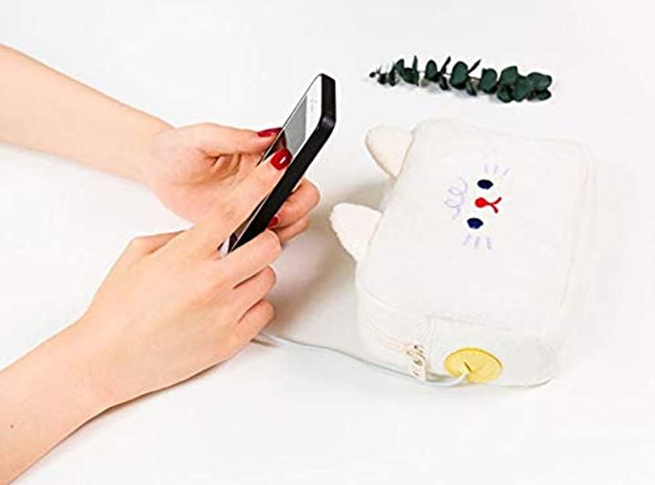 かわいい アニマル ポーチ スマホ 携帯電話 デジタル 充電器 収納 バッグ 充電ケーブル 取り出し口付き ブラウン クイックスピード ヤマダモール店