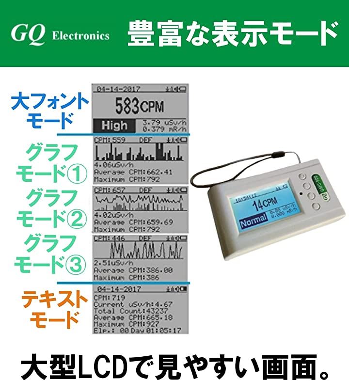 GMC-500+ プラス ガイガーカウンター 放射線検出器 モニター ベータ ガンマ X線 線量計 日本語説明書対応