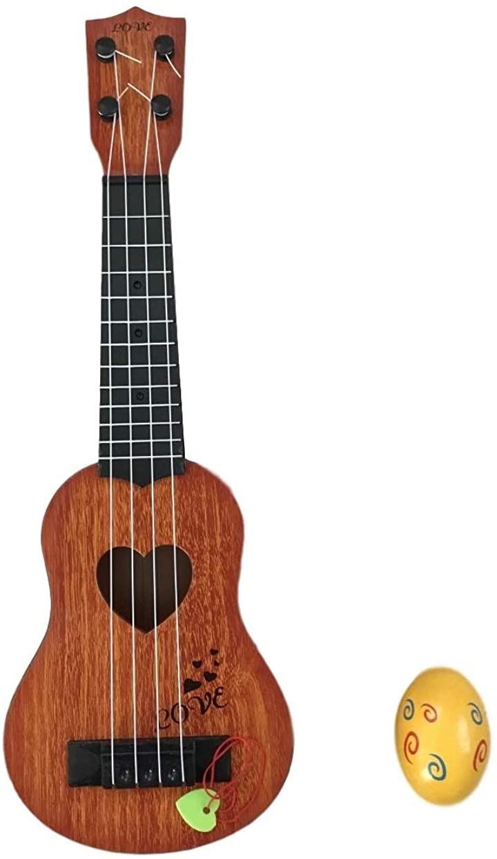 おもちゃ ウクレレ 子供用 ミニギター 撮影小物 エッグシェイカー 4弦 44cm 楽器玩具 おもちゃ・ホビー・ゲーム(ブラウン, 44cm)