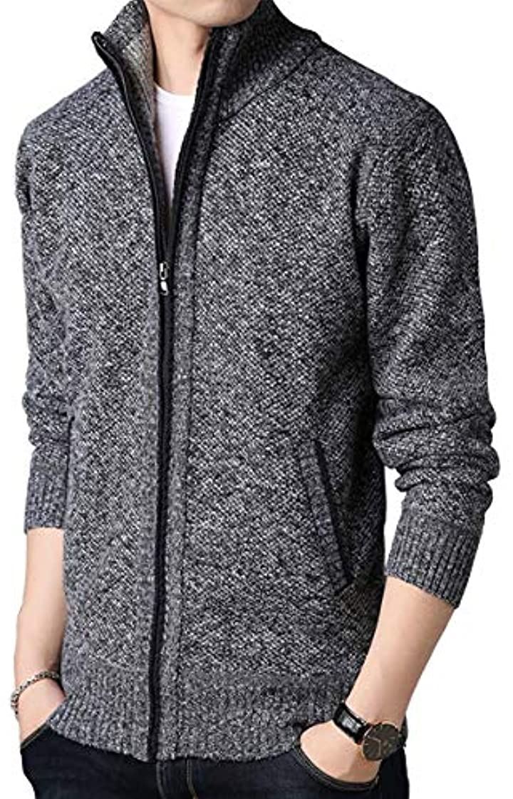 襟付き ニット カーディガン メンズ ジップアップ ハイネック ジャケット アウター セーター 裏ボア 04 2xl ダーク グレー トップス メンズファッション ダークグレー 04 2xl クイックスピード ヤマダモール店