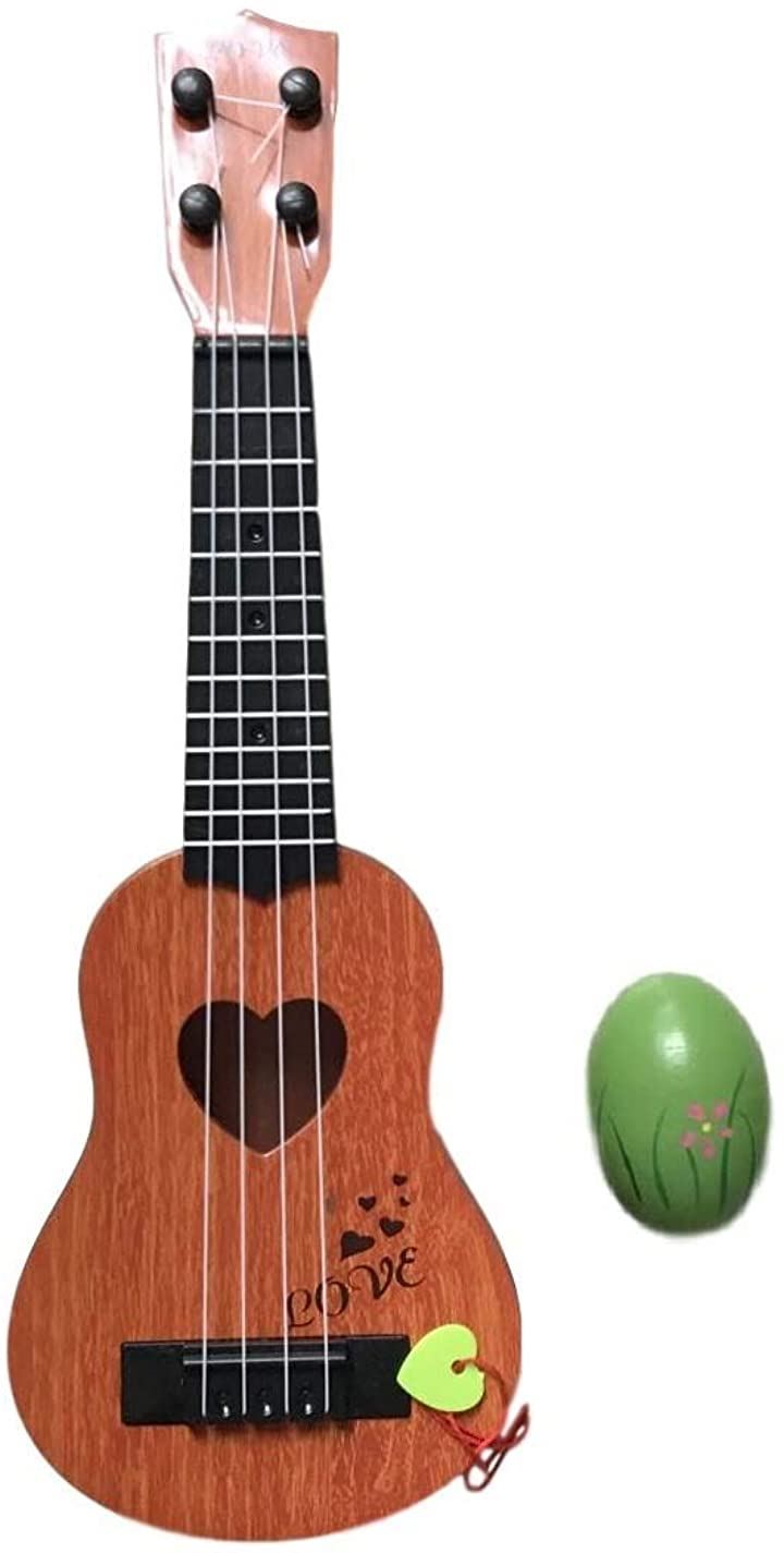 おもちゃ ウクレレ 子供用 ミニギター 撮影小物 エッグシェイカー 4弦 39cm 楽器玩具 おもちゃ・ホビー・ゲーム(ブラウン, 39cm)