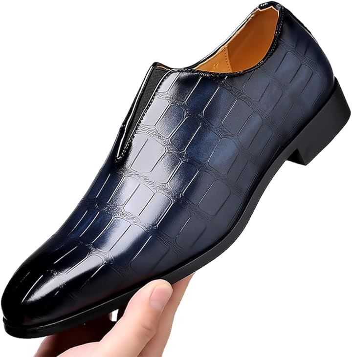 メンズ ビジネス シューズ エンボス 紳士靴 ドレス ドライビング 通勤 27.0( ブルー, 27.0 cm)