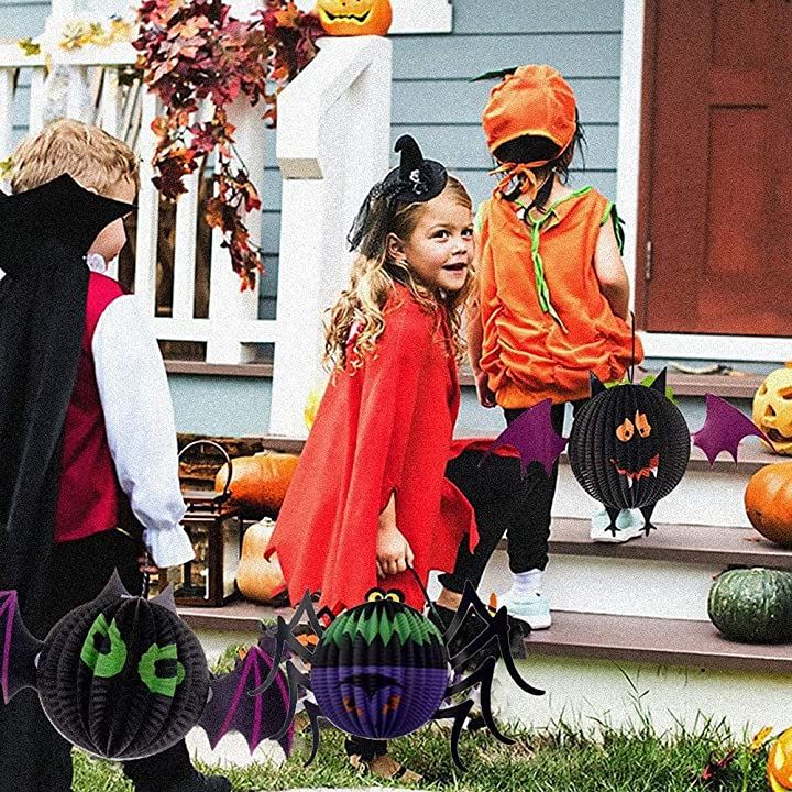 ハロウィン 飾り 5点セット 紙提灯 吊り下げ式 折りたたみ おばけ かぼちゃ 幽霊 クモ コウモリハロウィン 装飾