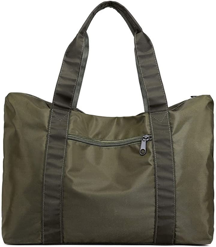 母の日 トートバッグ 大容量 防水 ナイロン 大きめ 旅行鞄( モスグリーン, 35L、15.6型ノートPC)