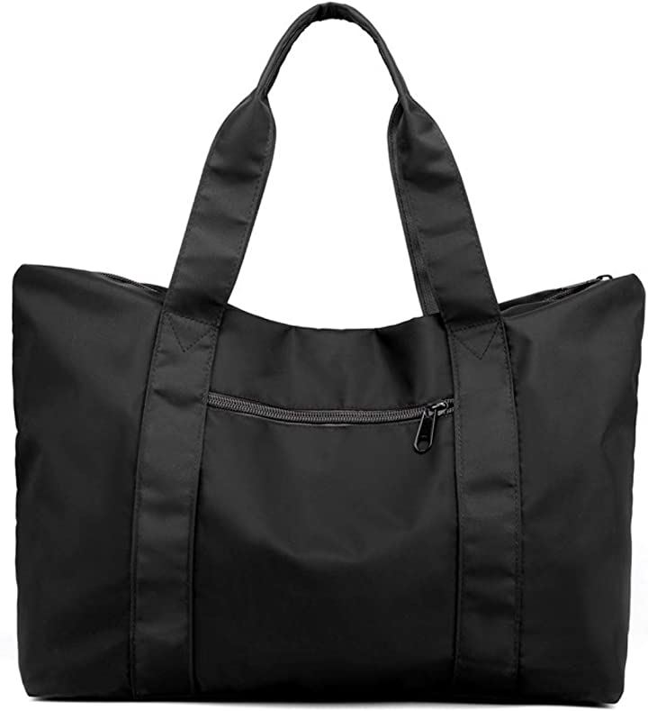 母の日 トートバッグ 大容量 防水 ナイロン 大きめ 旅行鞄( ブラック, 35L、15.6型ノートPC)