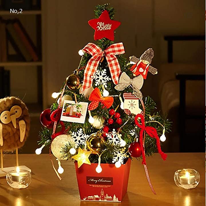 クリスマスツリー 45ｃｍ 卓上 電飾つき セット クリスマス ツリー 赤色 クリスマスツリー クリスマス用品 パーティー・イベント用品・販促品 おもちゃ・ホビー・ゲーム1