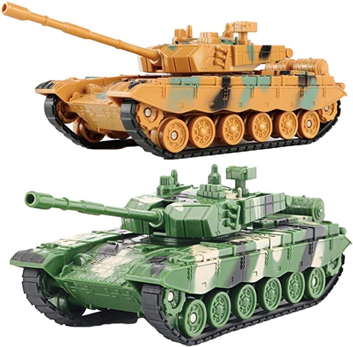 morytrade 戦車 ミリタリー 模型 おもちゃ 子ども 男の子 プレゼント 誕生日( 緑と黄2台セット)