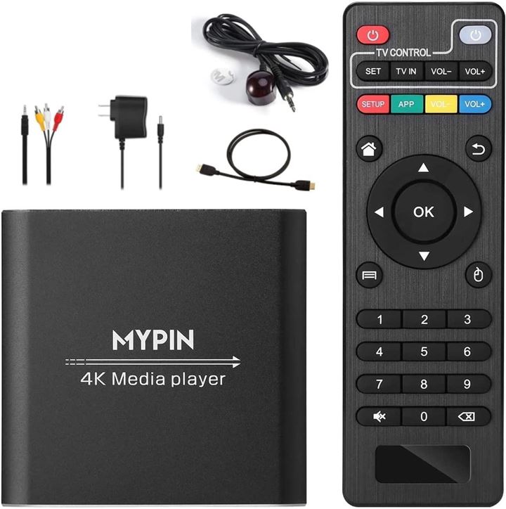 MYPIN 日本語取扱い説明書付4Kメディアプレーヤー IRケーブル＆HDMIケーブル同梱セット品 TV・オーディオ・カメラ(HDMIケーブル(同梱)、AV(同梱)　2種, Small)