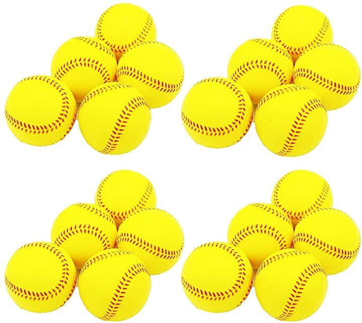 野球ボール ウレタン素材 柔らかい 屋内 屋外 練習用 バッティング キャッチボール 20球 イエロー トレーニング用 スポーツ・アウトドア