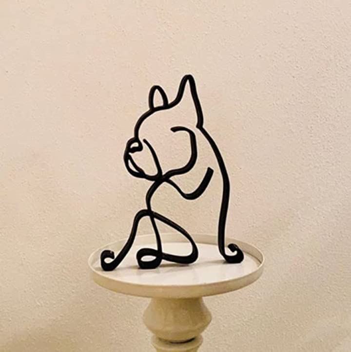 置物 インテリア 犬 オブジェ 北欧 ワイヤー インテリア雑貨 韓国( 黒, ブルドッグ)