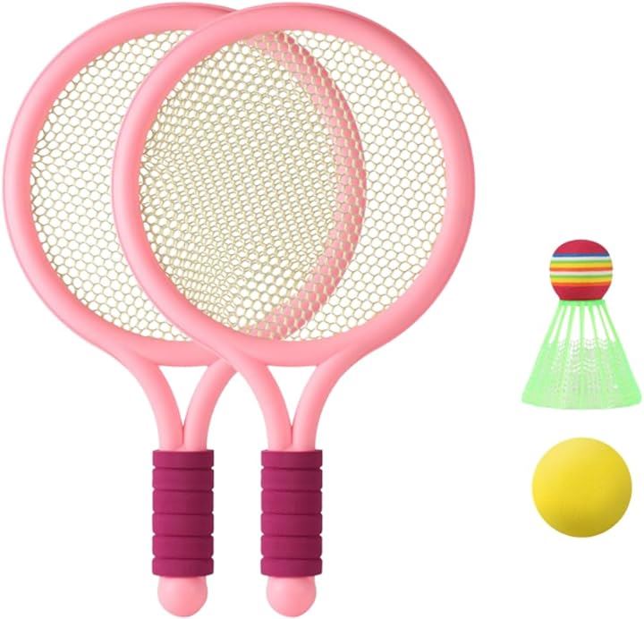 バトミントン ラケット 練習 子供用 アウトドア テニス 2個セット( ピンク)
