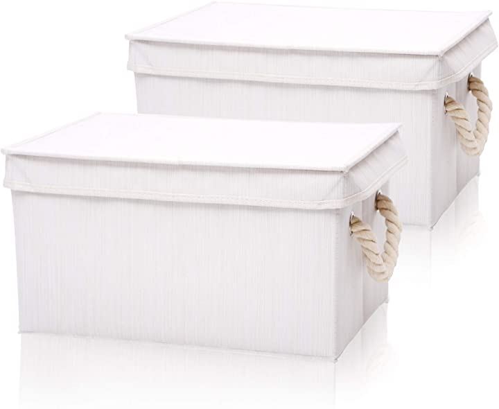 ふた付き収納ボックス 整理用バスケット 収納バスケット 2個組 可愛い 折り畳み 取り付け簡単 衣類 書類 おもちゃ 多機能 子供子ども大人収納 家庭用 部屋 幼稚園 学校 幅38 5 奥行27 5 21cmwhite S 07b1 小