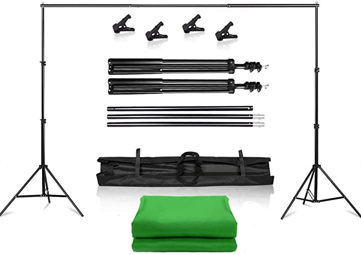 撮影セット グリーンバック 綿 100% 3m x 2m + 撮影スタンド 左右 背景