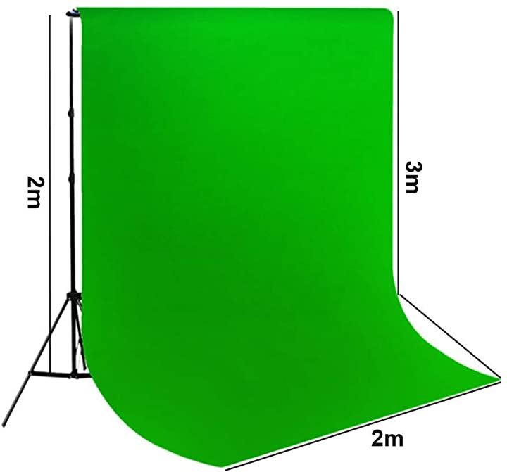 撮影セット グリーンバック 綿 100% 3m x 2m + 撮影スタンド 左右 背景