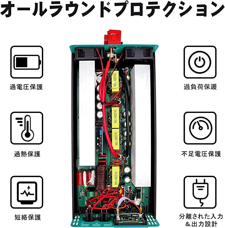 MFUZOP インバーター 1500W 正弦波 12V DC〜110V AC ピーク3000W