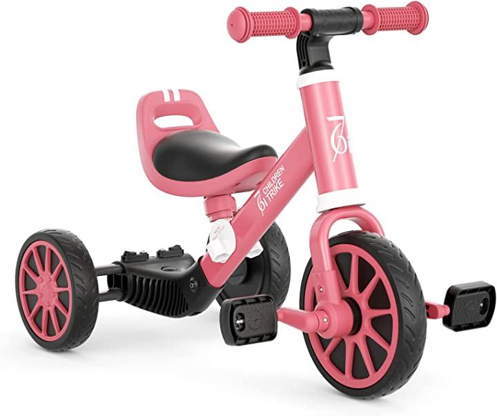 三輪車 キッズ 2-4歳 3in1 子供用 ベビーストライダーに変身可能 アウトドア＆室内兼用 乗物玩具・三輪車 おもちゃ おもちゃ・ホビー・ゲーム(レッド, 45x35x65CM)