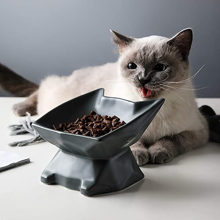 猫 えさ 皿 猫 食器猫 皿 フードボウル 猫 猫頭の形 ペット 食器 陶器  グレーグリーン 食器・給水器・給餌器 猫用品 ペット・ペットグッズ0