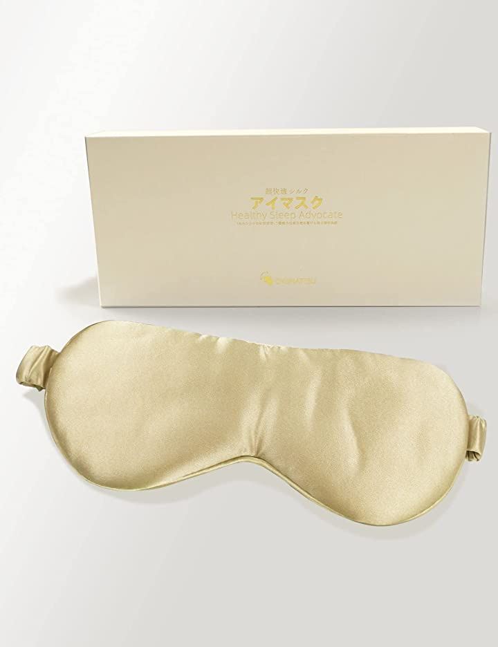 アイマスク シルク 睡眠用 22m/mの天然絹 男女兼用 睡眠耳栓1ペア 収納袋付き 1個入り アイピロー 安眠グッズ 健康グッズ ダイエット・健康(シャンパンゴールド, 1個 (x 1))