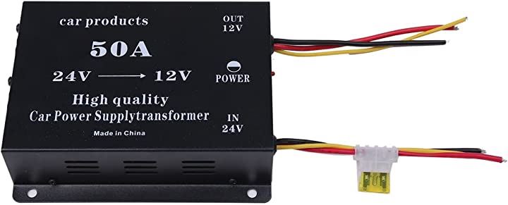 DCDC コンバーター 電圧 変換器 24V＞12V 変圧器 デコデコ ヒューズ付 過電圧保護 機能付( 50A)