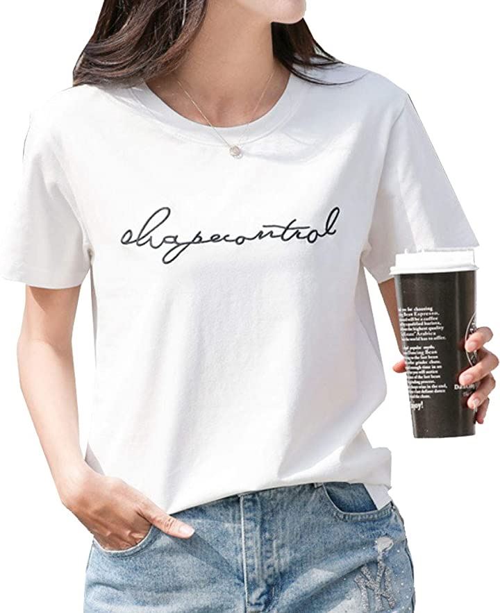 Tシャツ 半袖シャツ 半t 半袖tシャツ レディース服 レディースファッション Tシャツレディース半袖 カットソー 韓国ファッション オシャレな服 英字 ドロップショルダー 上品 涼しい 可愛い服 トップス 柄シャツ ホワイト02 M Lakasfelujitas Budan Hu