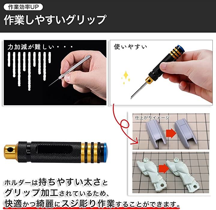 ジャンク スジボリ堂 HOLLY 模型 タガネ 筋彫りセット