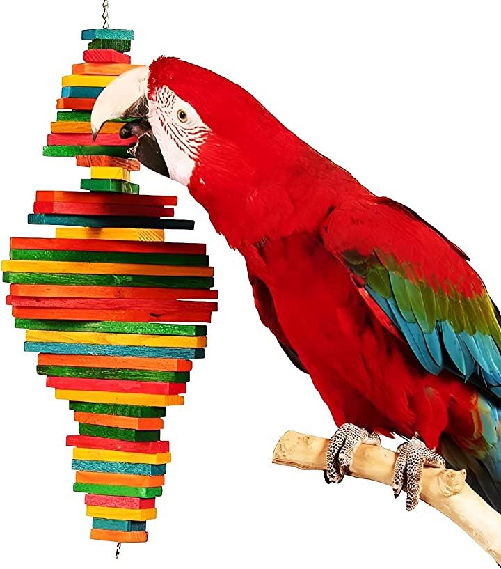 鳥用 吊り下げ おもちゃ 止まり木 木製ブロック オウム インコ 遊ぶ 用品 ペット・ペットグッズ