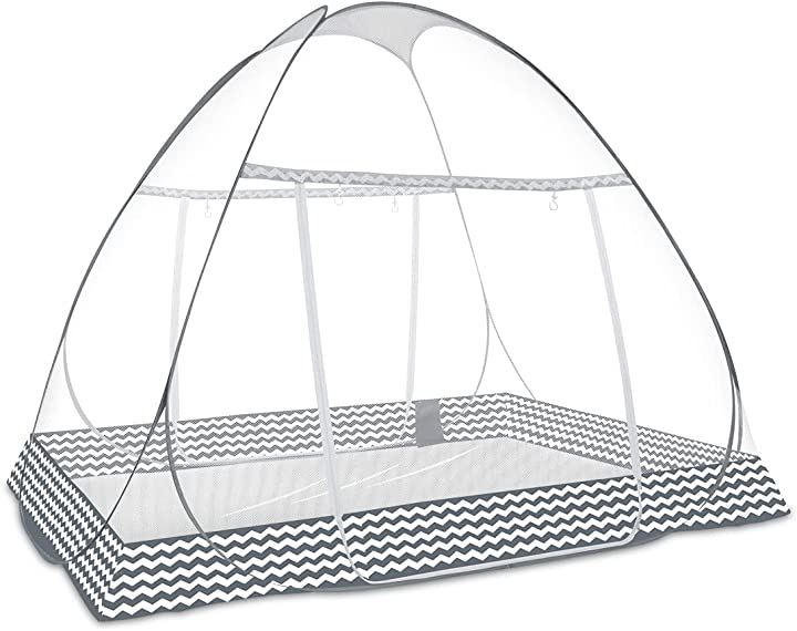 蚊帳 かや テント式 ワンタッチ 2ドアタイプ 底生地付き 密度が高い( ホワイト, 180x200x150)