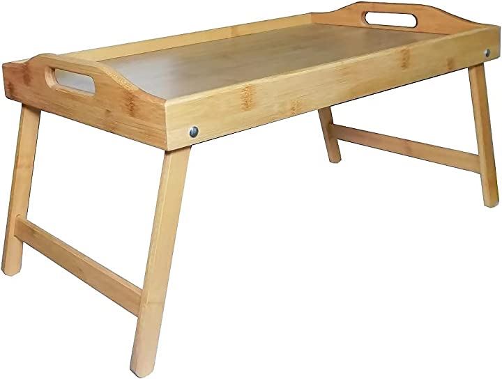 竹製 ベッド テーブル トレイ ローテーブル 折りたたみ 脚収納可能