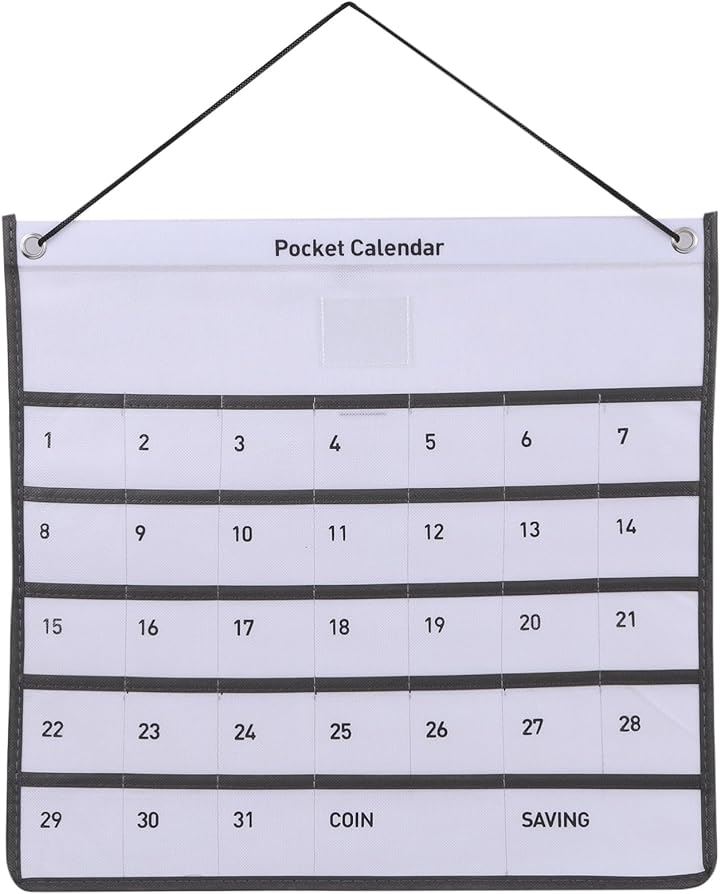 カレンダーポケット ウォールポケット お薬カレンダー 1ヶ月 カードサイズポケット( ホワイト)
