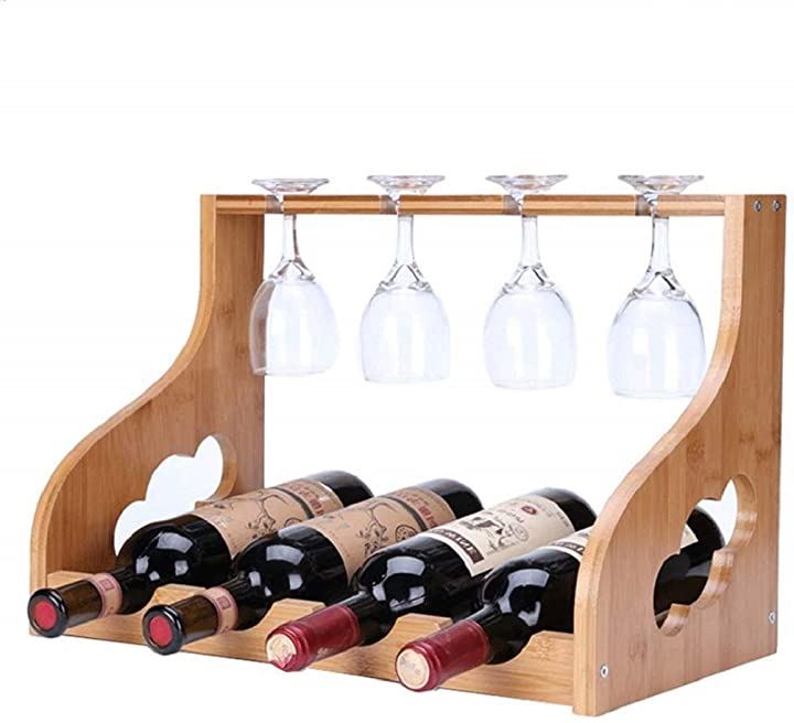 木製 ワインラック ワイングラスラック 付き ワインボトル グラス