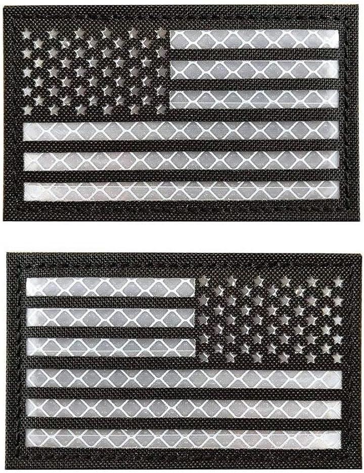 IRパッチ ミリタリー ワッペン サバゲー アメリカ 国旗( ブラック)