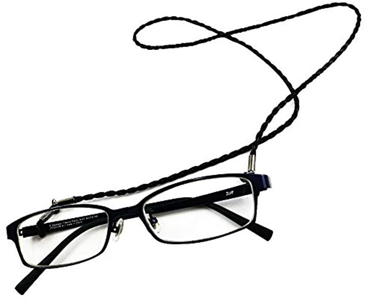 メガネチェーン レザー調 眼鏡ストラップ メンズ ブラック ブラック フリーサイズ クイックスピード ヤマダモール店