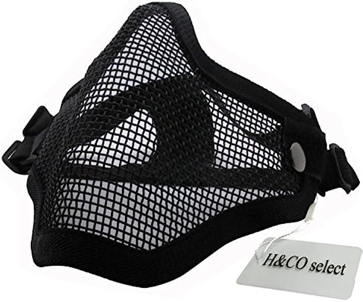 サバイバルゲームフェイスマスク ハーフメッシュマスク フェイス・ガード SGM-010( ブラック, フリー)