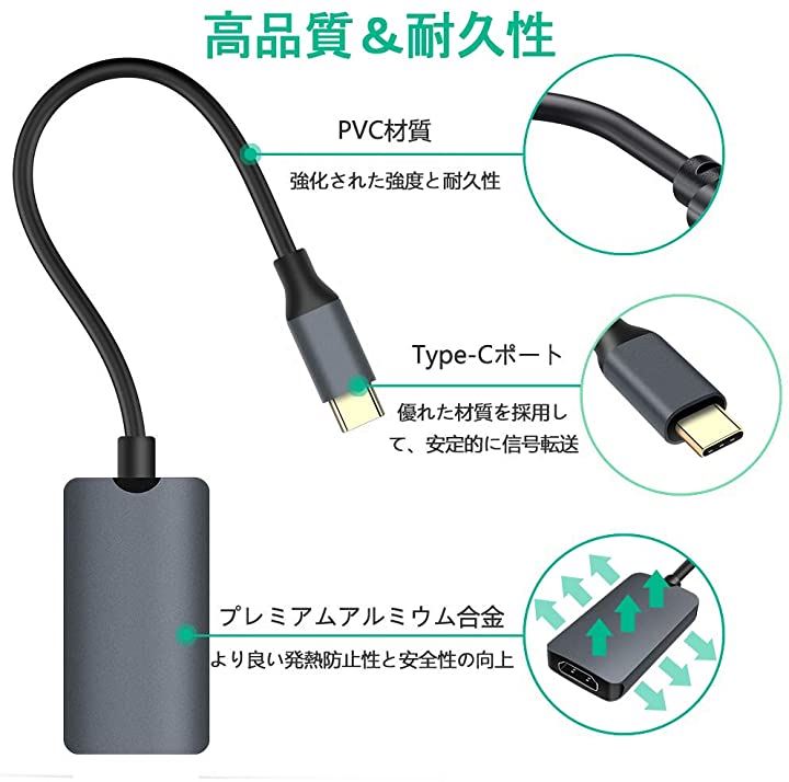 USB Type C to HDMI 変換アダプタ 4K@30Hz Thunderbolt USB-C HDMIケーブル ブラック アクセサリー  パソコン・周辺機器(TYPE C 変換アダプター)：[クイックスピード ヤマダモール店]