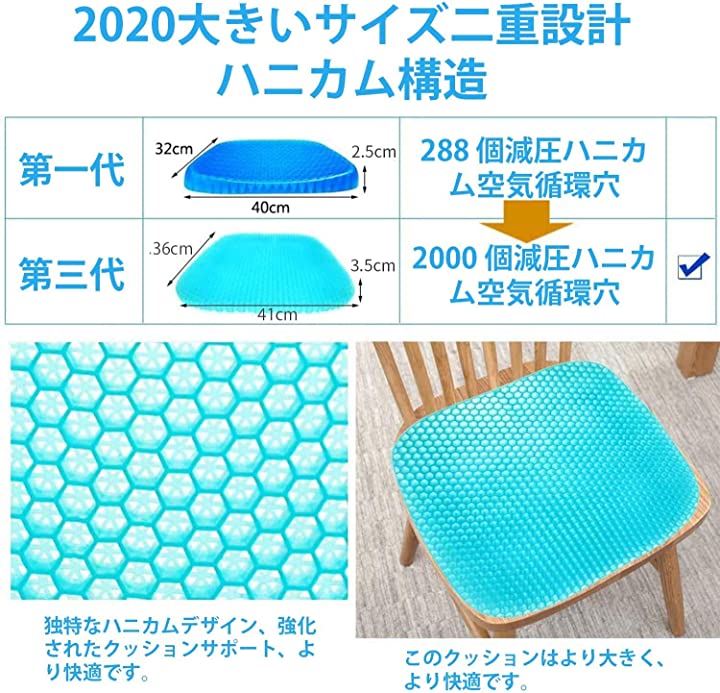 2020新改良版 医療グレードゲルクッション 座布団 日本発のゲル技術を ...