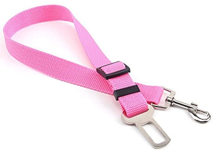 ペット用シートベルト 愛犬を守る 安全ベルト 簡単装着 差込口に繋げるだけ 長さ調節可能 車専用( ピンク)