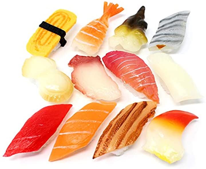 食品サンプル お寿司 握り 12種 セット 実物大 マグロ イカ タコ たまご 12個 Nkr968