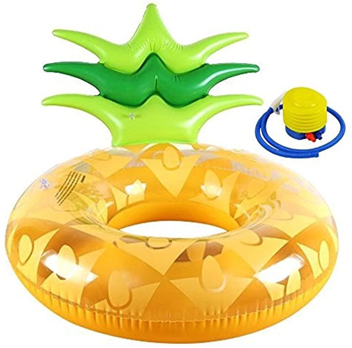 浮き輪 パイナップル 120cmx80cm フロート 海水浴 水遊び 大人用 子供用 空気入れポンプ付き 浮輪 水あそび おもちゃ おもちゃ・ホビー・ゲーム